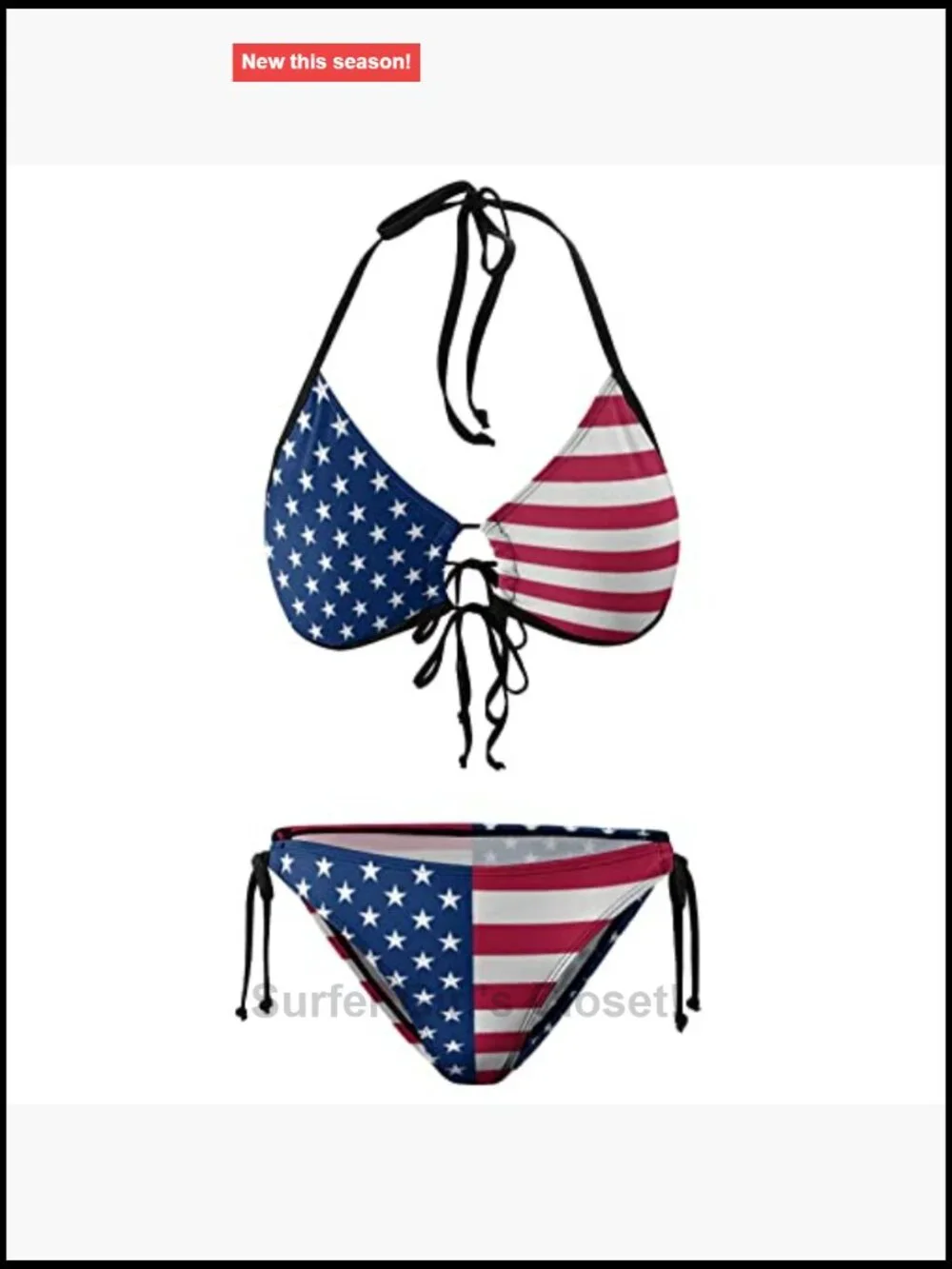 Women 2 Piece Halter Neck Thong Bikini Set - Striped Swimsuit